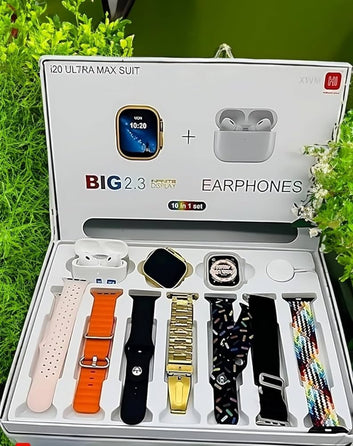 I20 Ultra Max Smart Watch10 in 1 Box with 7 Straps and AirPods 2